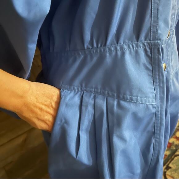 Vtg Deadstock Dolman Sleeve Pocket Elastic Back Utility Midi Dress 16P - Picture 8 of 8